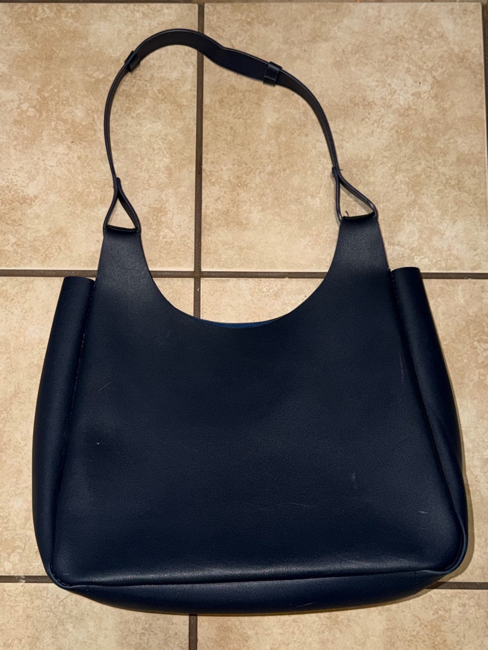 Neiman Marcus navy blue vegan leather tote